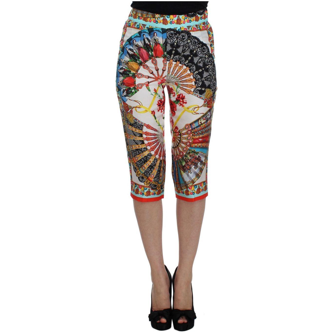 Dolce & Gabbana Multicolor Majolica Sicily Silk Pants