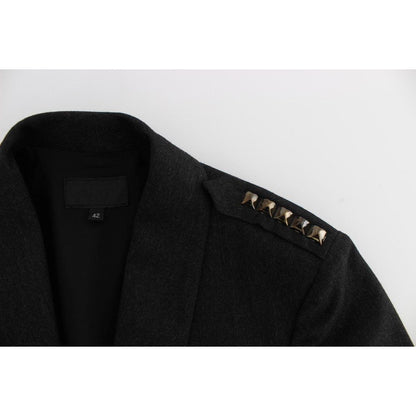 Exte Gray Stretch Gold Studded Short Jacket Coats & Jackets