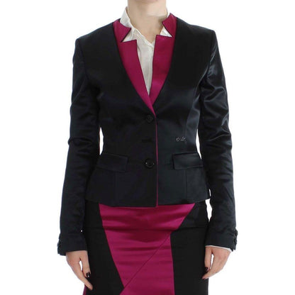 Exte Black Pink Stretch Blazer Jacket1728,4% Elastane,45% Polyamide,67345645728,Black,Blazers - Suits & Blazers - Clothing,Clothing,Exte,IT40|S,Material: 51% Acetate,New with tags,Suits & Blazers - Clothing,Suits & Blazers - Women - Clothing,Women,Women -