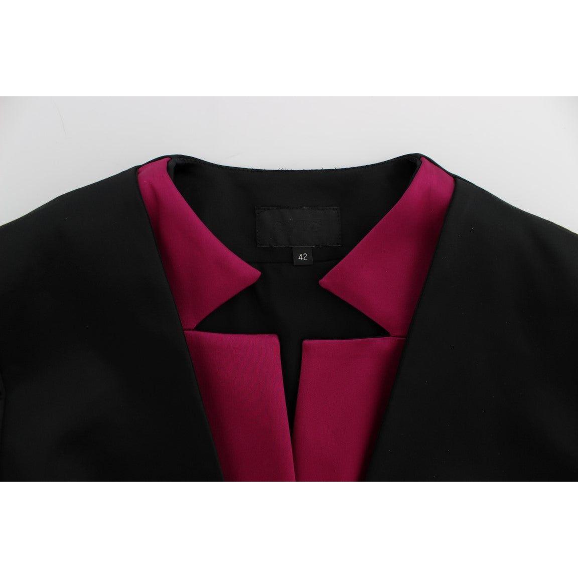 Exte Black Pink Stretch Blazer Jacket1728,4% Elastane,45% Polyamide,67345645728,Black,Blazers - Suits & Blazers - Clothing,Clothing,Exte,IT40|S,Material: 51% Acetate,New with tags,Suits & Blazers - Clothing,Suits & Blazers - Women - Clothing,Women,Women -