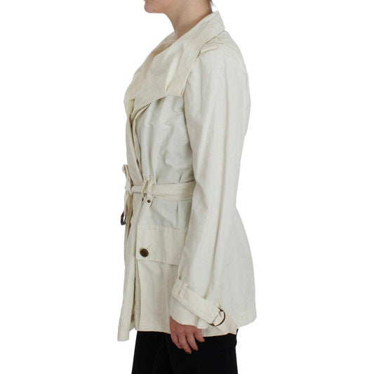 PLEIN SUD White Trench Coat Jacket SIG30998-1