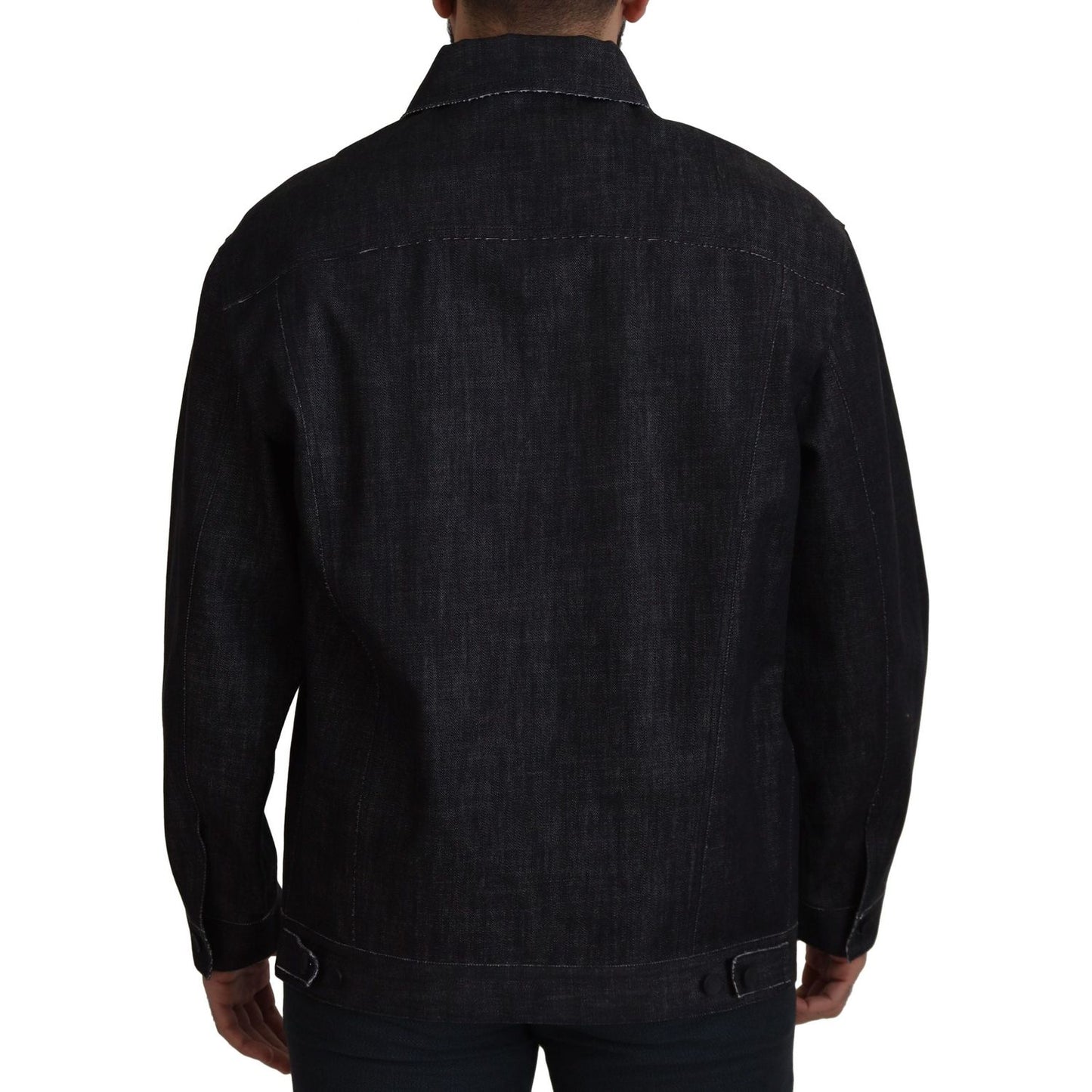 Dolce & Gabbana Black Cotton Full Button Denim Jacket