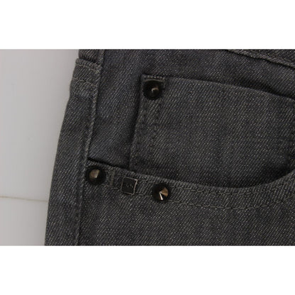 Costume National Gray Cotton Blend Slim Fit Jeans