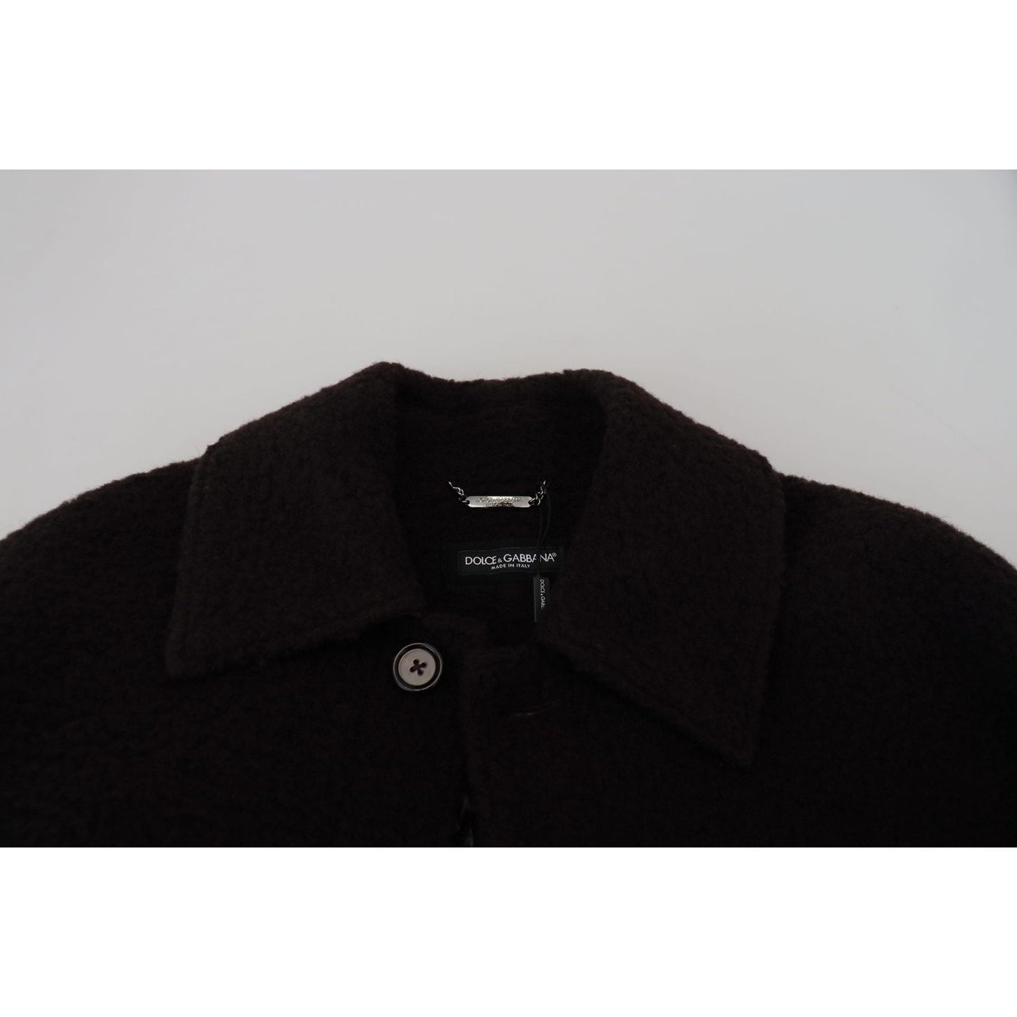 Dolce & Gabbana Black Alpaca Button Down Trench Coat Jacket