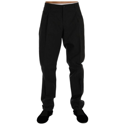 Dolce & Gabbana Blue Striped Cotton Dress Formal Pants