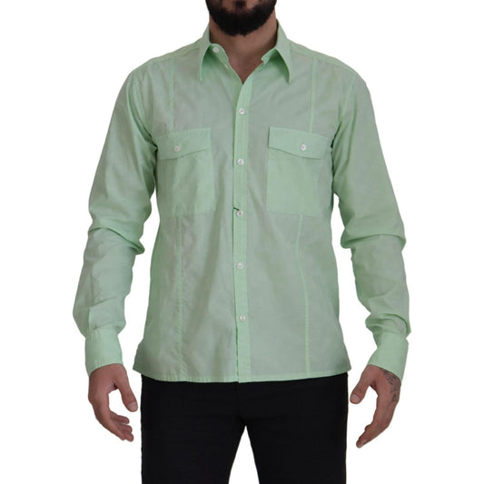 Dolce & Gabbana Mint Green Long Sleeves Button Down Shirt TSH7921- 42