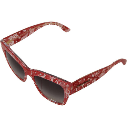 Dolce & Gabbana Red Lace Acetate Rectangle Shades DG4231F Sunglasses