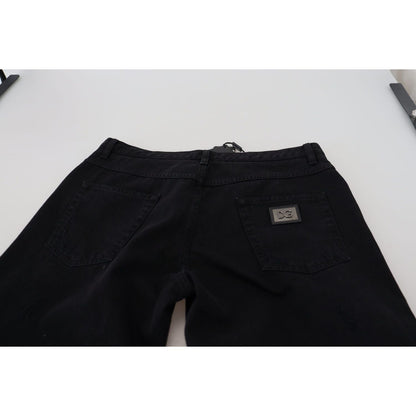 Dolce & Gabbana Black Loose Regular Torn Cotton Jeans Jeans & Pants