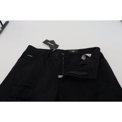 Dolce & Gabbana Black Loose Regular Torn Cotton Jeans Jeans & Pants