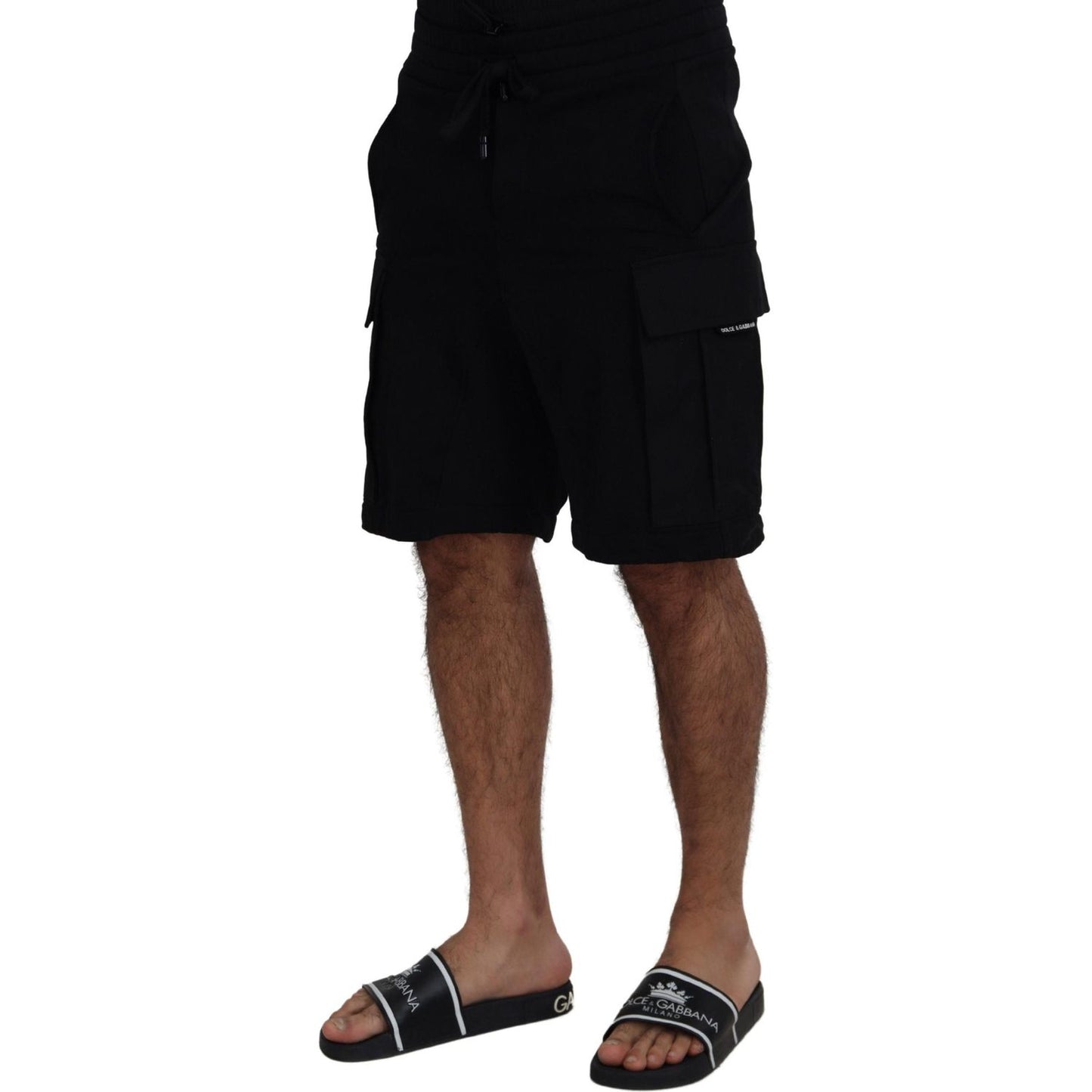 Dolce & Gabbana Black Cotton Bermuda Cargo Shorts Shorts