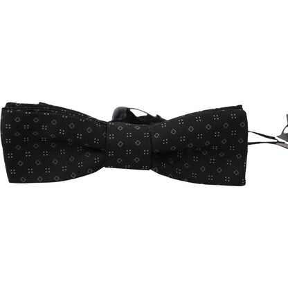Dolce & Gabbana Black Pattern Silk Adjustable Neck Papillon Bow Tie