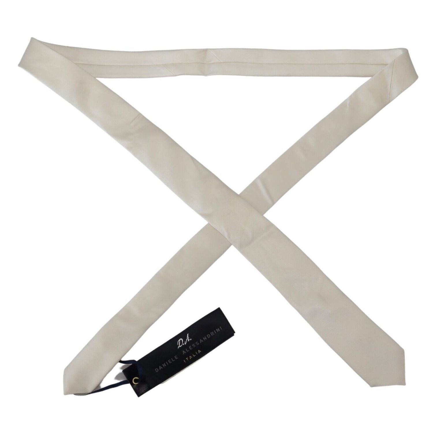 Daniele Alessandrini Off White Silk Men Necktie Adjustable Accessory Tie