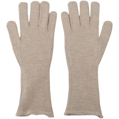 Dolce & Gabbana Ivory Cashmere Silk Hands Mitten Mens Gloves