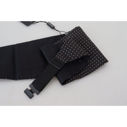Dolce & Gabbana Black Polka Dot Wide Waist Men Belt Cummerband