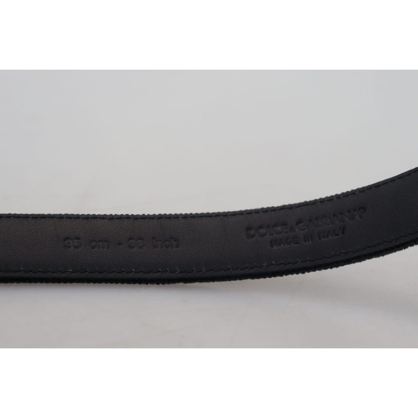 Dolce & Gabbana Black Velvet Leather Antique Metal Buckle