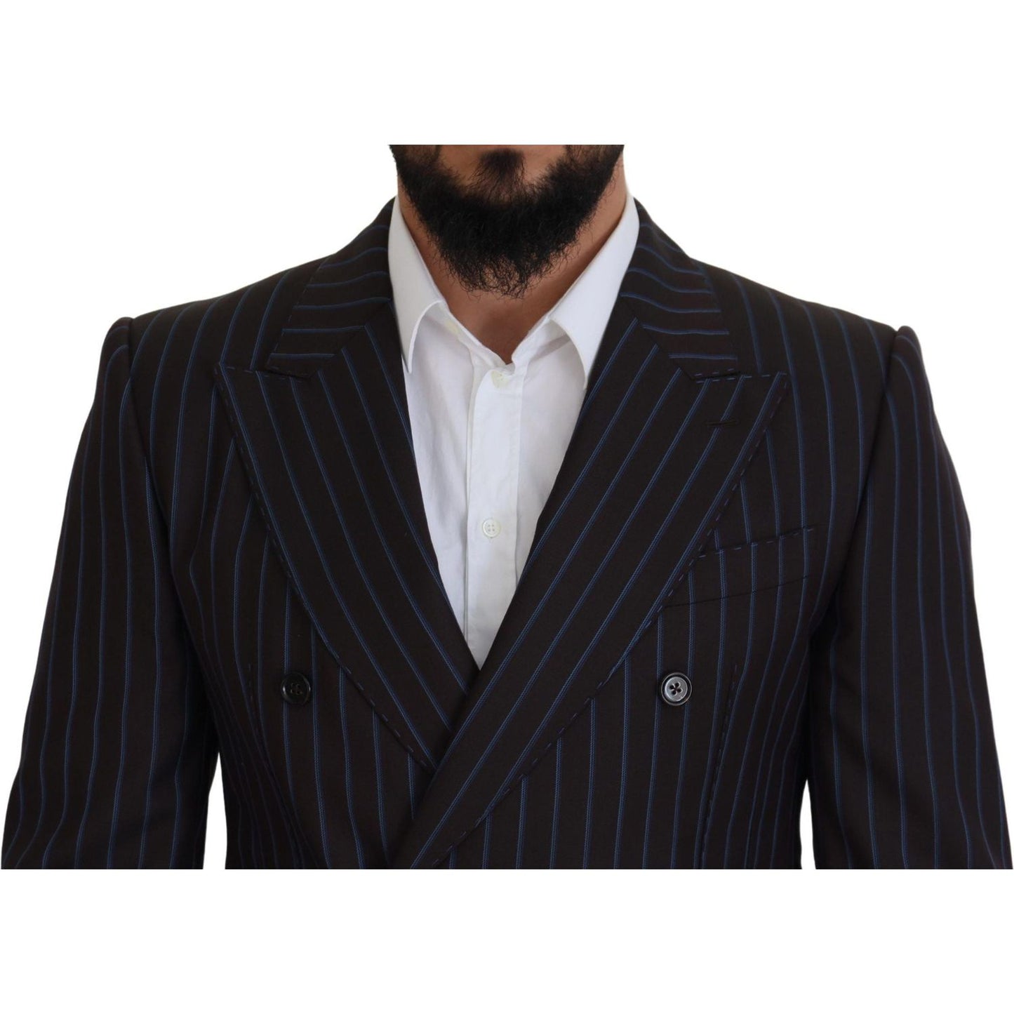 Dolce & Gabbana Black Striped Wool Formal 2 Piece Suit