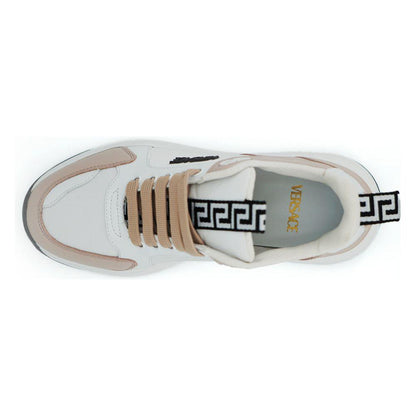 Versace Light Pink and White Calf Leather Sneakers Versace