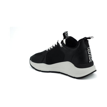 Versace Black and White Calf Leather Sneakers Versace