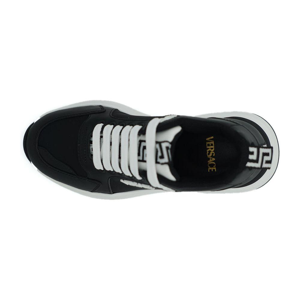 Versace Black and White Calf Leather Sneakers Versace