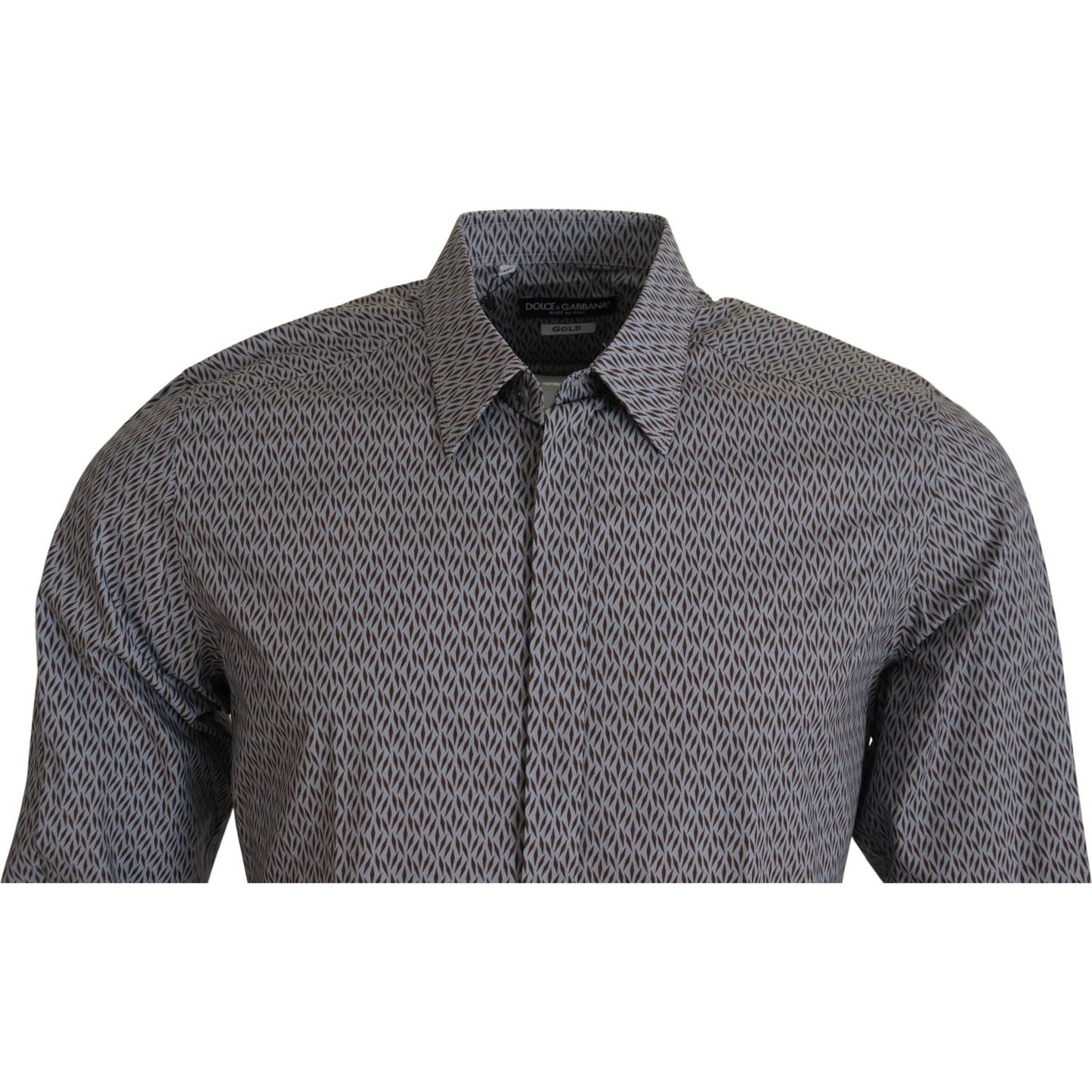 Dolce & Gabbana Gray Brown GOLD Slim Fit Dress Formal Shirt