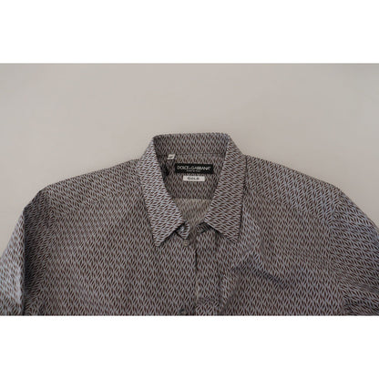 Dolce & Gabbana Gray Brown GOLD Slim Fit Dress Formal Shirt