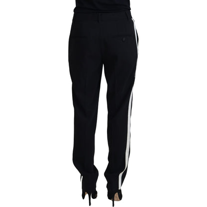 Dolce & Gabbana Black Tapered Women Wool Pants
