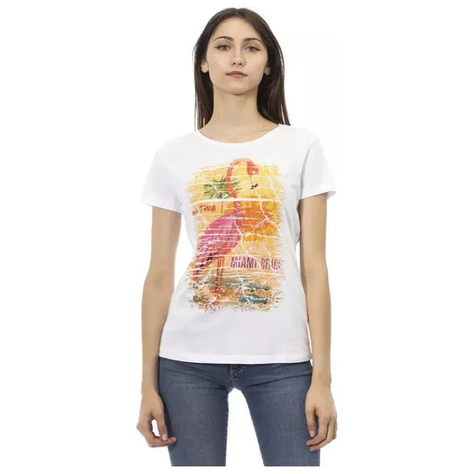 Trussardi Action White Cotton Women T-Shirt TR-23028-S