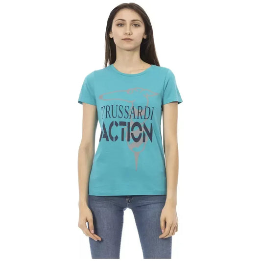 Trussardi Action Light Blue Cotton Women T-Shirt