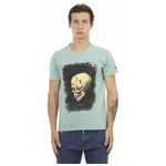 Trussardi Action Green Cotton Men V-Neck T-Shirt TR-22866-S