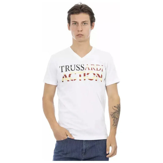 Trussardi Action White Cotton Men T-Shirt TR-22869-XXL