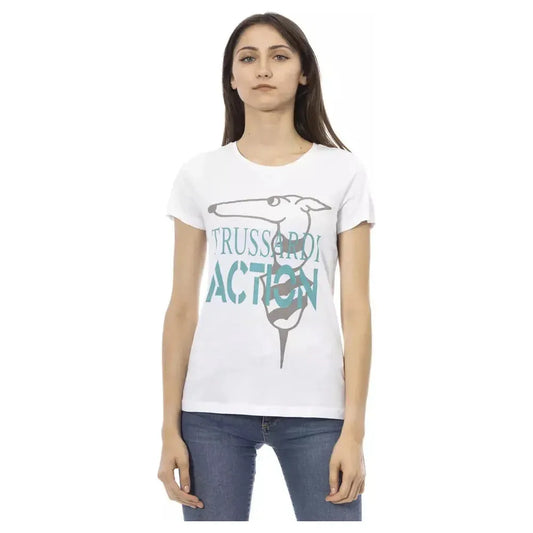 Trussardi Action White Cotton Women T-Shirt TR-22999-S