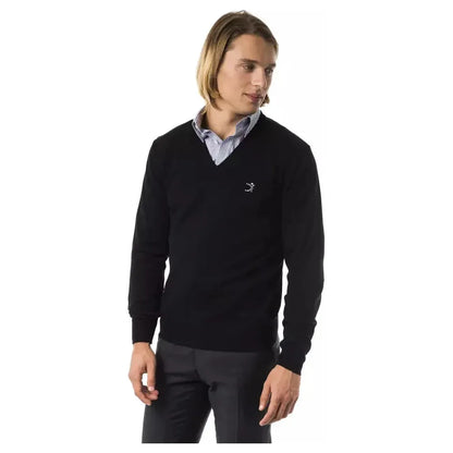 Uominitaliani Black Merino Men Sweater