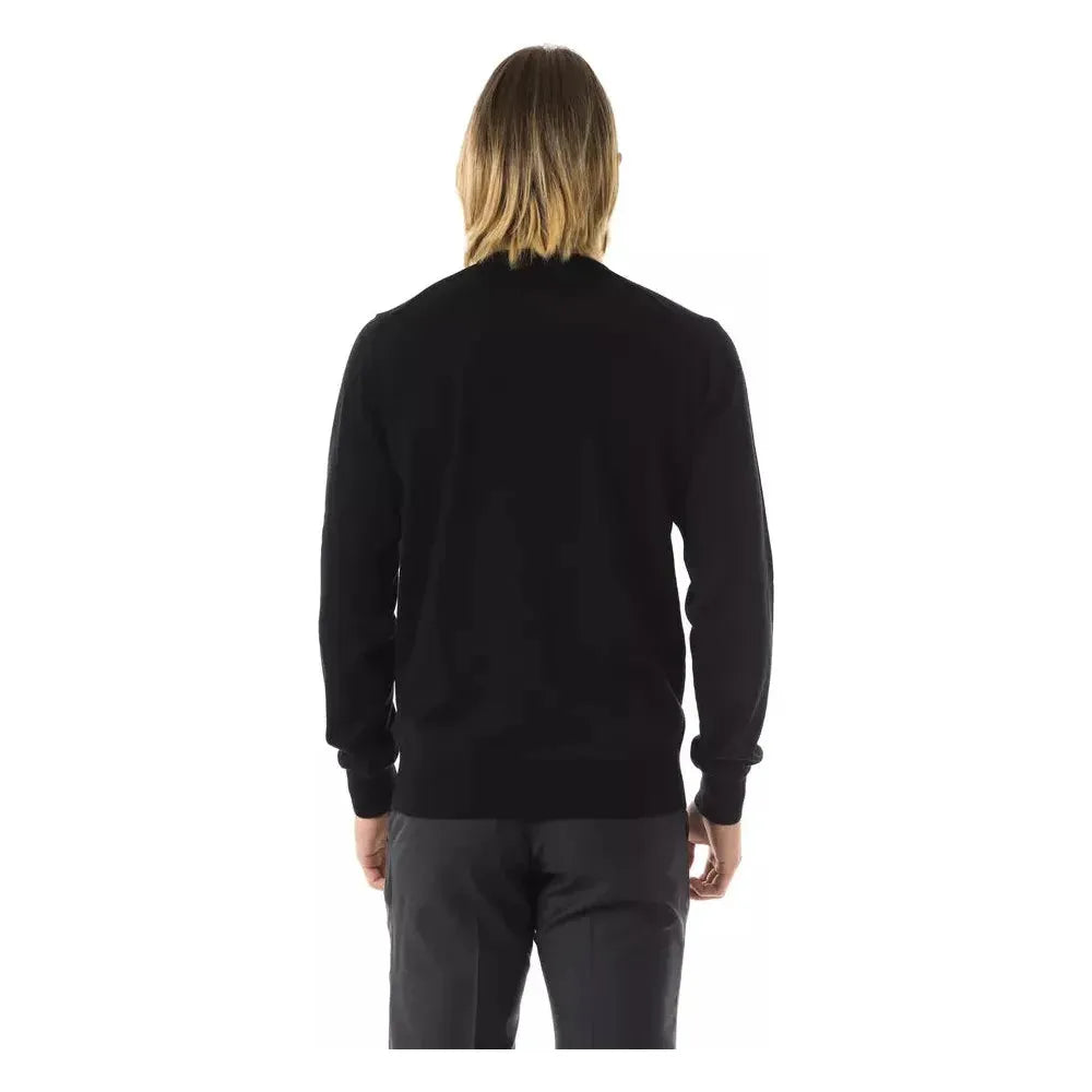 Uominitaliani Black Merino Wool Men Sweater