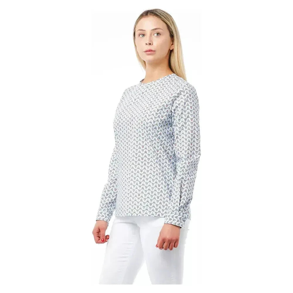 Bagutta White Cotton Women Shirt with Skull Print Closure Detail