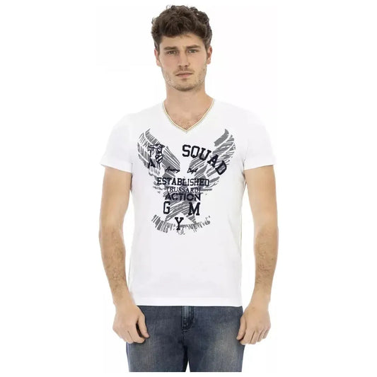 Trussardi Action White Cotton Men T-Shirt TR-22746-XXL