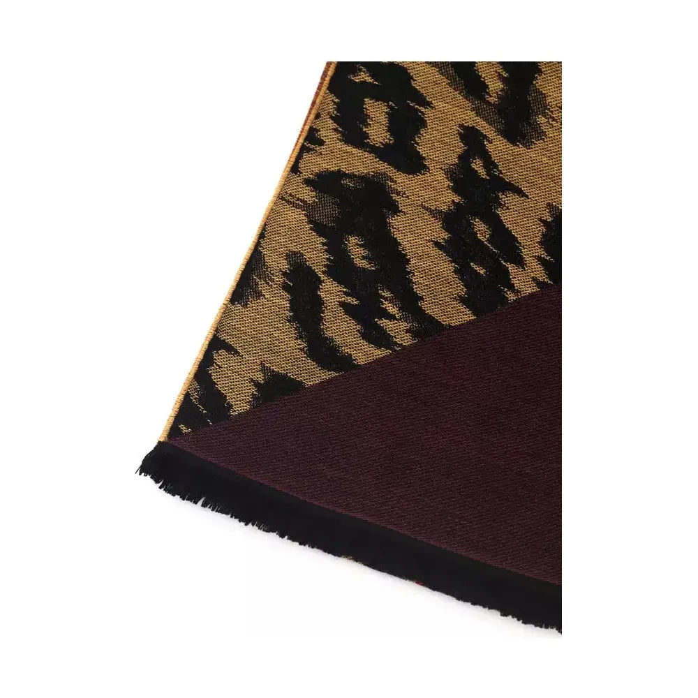 Cavalli Class Brown Wool Scarf