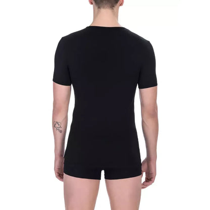 Bikkembergs Black Cotton Men's V-Neck T-Shirt