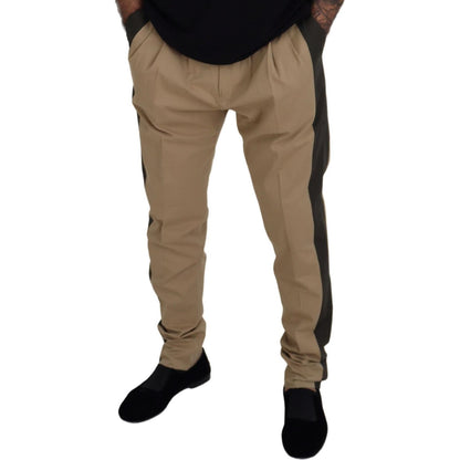 Dolce & Gabbana Brown Black Cotton Chino Men Pants