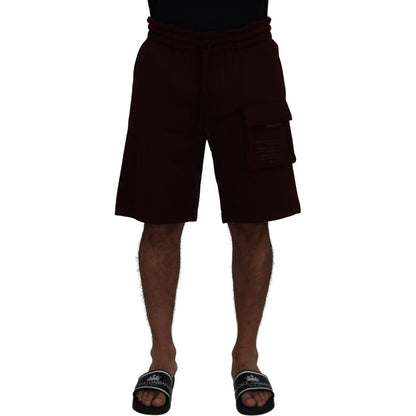 Dolce & Gabbana Maroon Bermuda Cargo Men Shorts