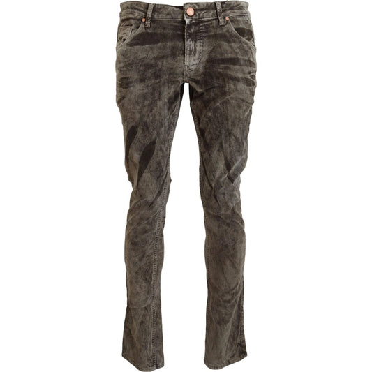 Acht Gray Washed Cotton Corduroy Slim Fit Men Jeans PAN74128 - 48