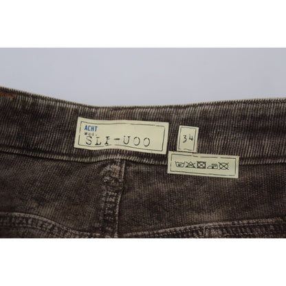 Acht Gray Washed Cotton Corduroy Slim Fit Men Jeans