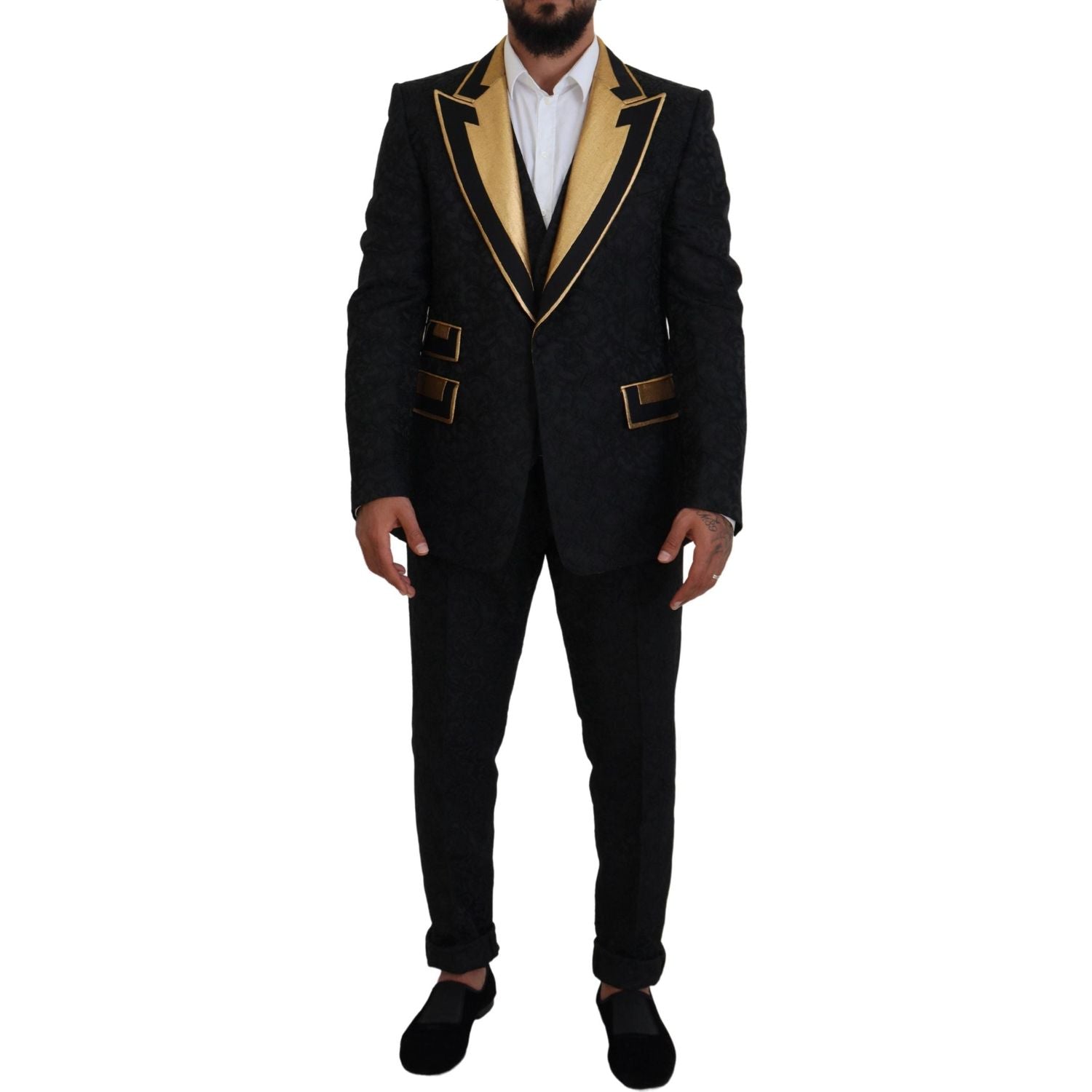 Dolce & Gabbana Black Gold Fantasy Tuxedo Slim Fit Suit