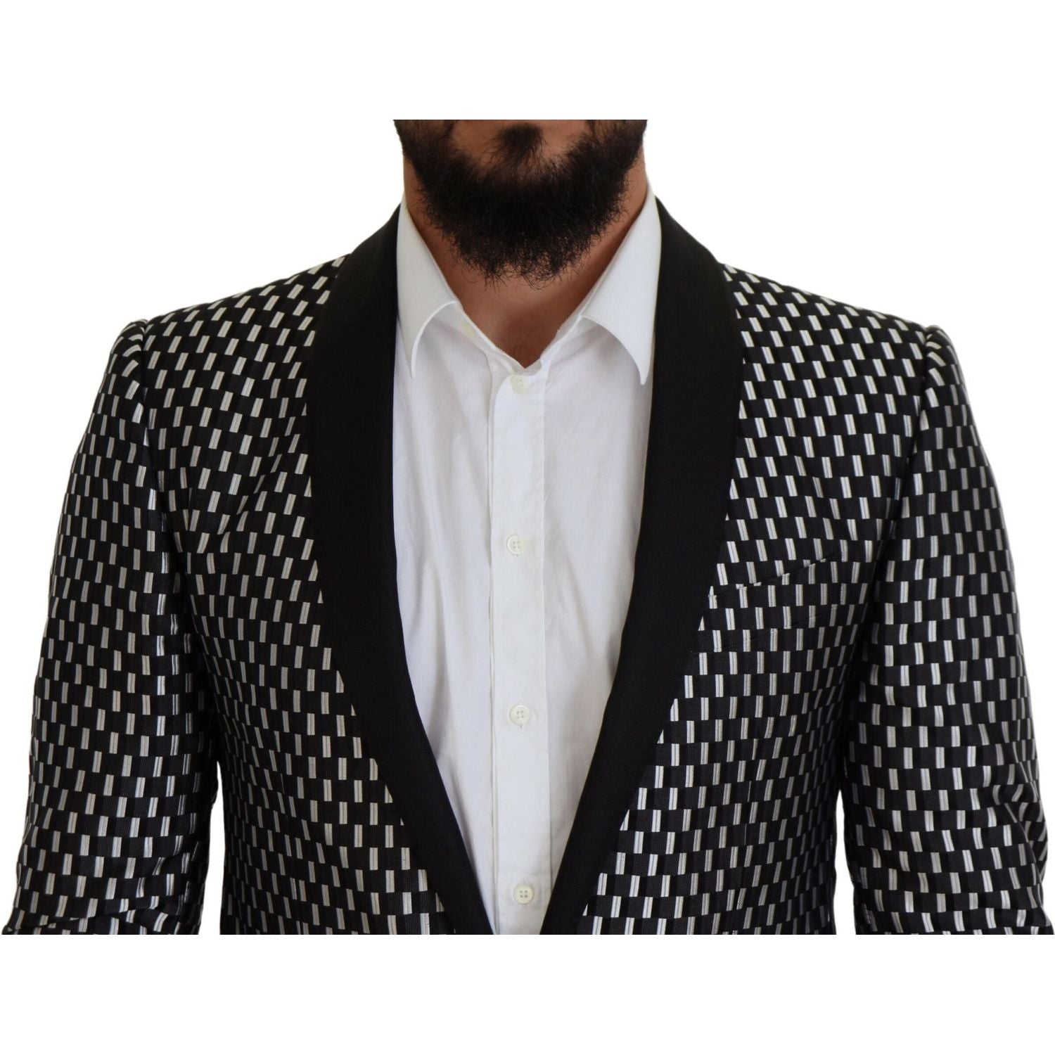 Dolce & Gabbana Black White Silk MARTINI Slim Fit Suit
