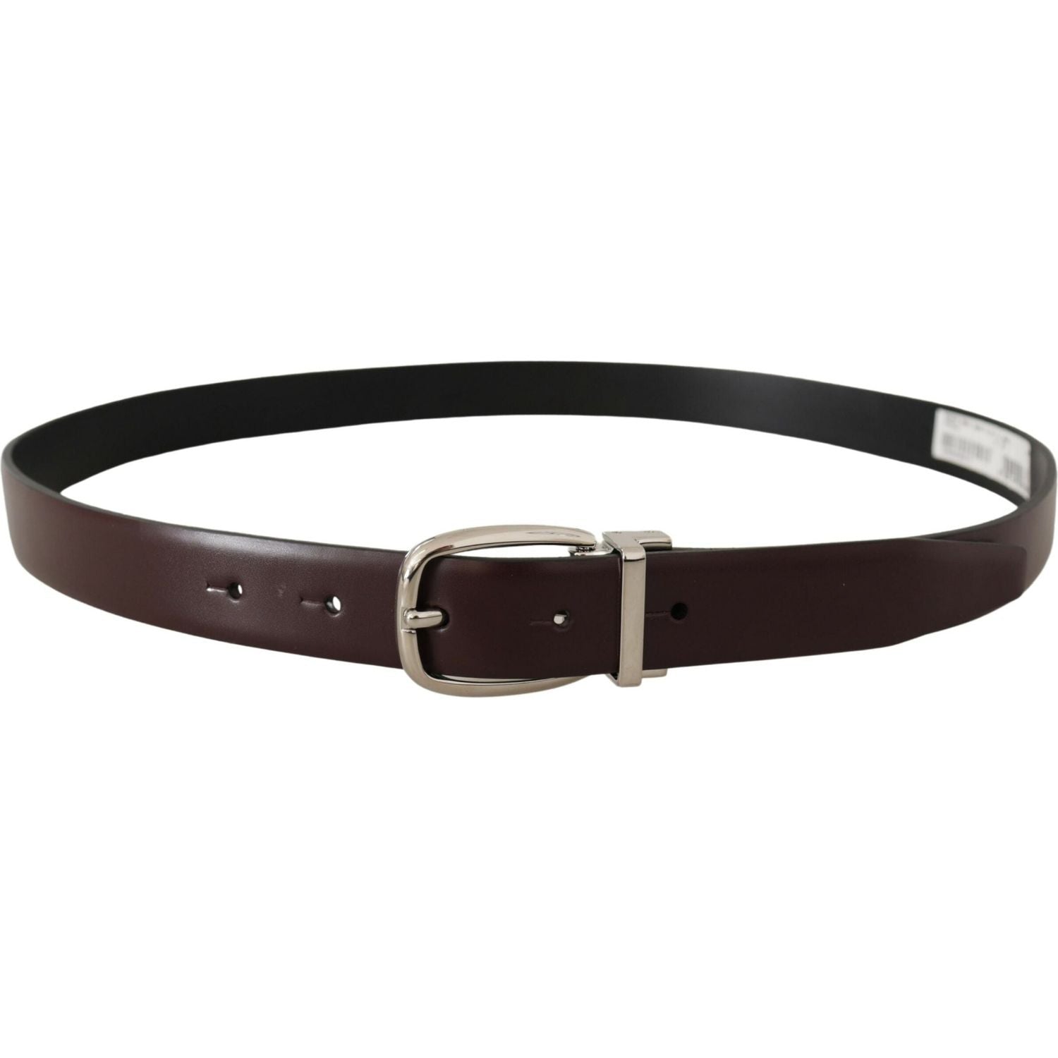 Dolce & Gabbana Solid Brown Leather Silver Metal Belt