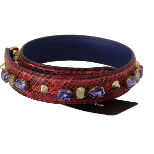 Dolce & Gabbana Red Exotic Leather Crystals Bag Shoulder Strap BEL8721