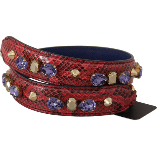 Dolce & Gabbana Red Exotic Leather Crystals Bag Shoulder Strap BEL8721