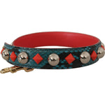 Dolce & Gabbana Green Crystals Leather Bag Shoulder Strap BEL8734