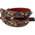Dolce & Gabbana Brown Python Leather Studded Shoulder Strap BEL8741