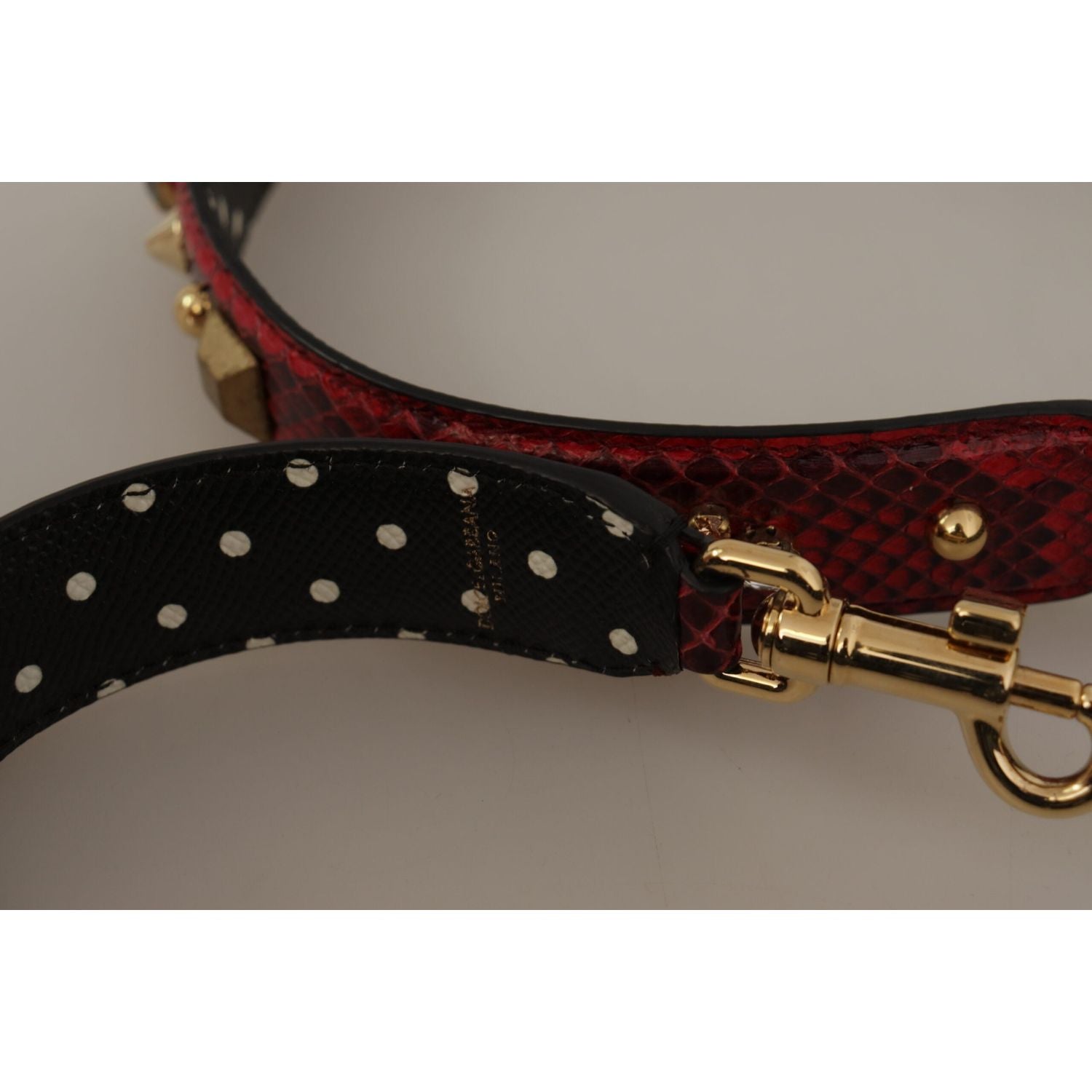 Dolce & Gabbana Red Python Leather Crystals Reversible Shoulder Strap