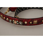 Dolce & Gabbana Red Python Leather Crystals Reversible Shoulder Strap BEL8742